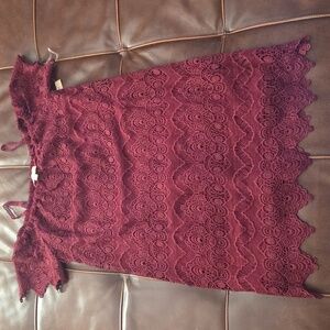 Hope & Harlow Elegant Burgundy Lace Off-Shoulder Dress Size 6P NWT